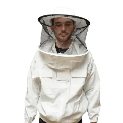 Bluza apicola alba cu masca de protectie marimea XL - imagine 2