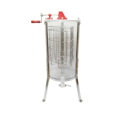 Centrifuga manuala apicola, extractor miere transparent cu 3 rame