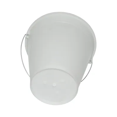 Galeata plastic hranire animale 12L alba cu maner metalic - imagine 3