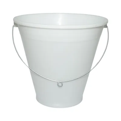 Galeata plastic hranire animale 12L alba cu maner metalic