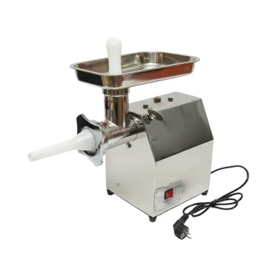 Masina de tocat carne electrica inox 850W, 220V, capacitate 150 kg/h, adaptor carnati, 2 site si 2 cutite incluse 380x210x415mm