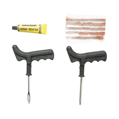 Kit vulcanizare anvelope tubeless la rece cu snur, adeziv, instrument inserare tip ac si alezor - imagine 3