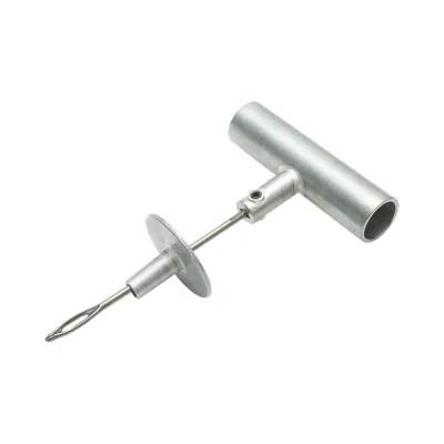 Instrument vulcanizare tip ac cu maner metalic T pentru inserare snur anvelope