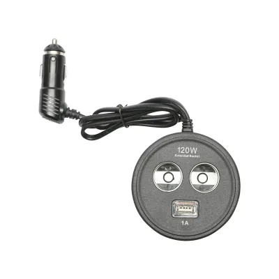 Adaptor triplu bricheta pt suport pahar cu cablu 1m - imagine 3