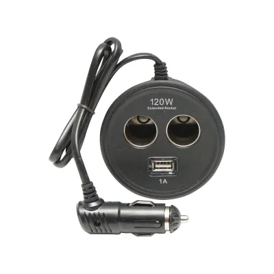 Adaptor triplu bricheta pt suport pahar cu cablu 1m