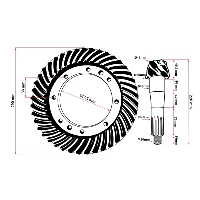Grup conic fata U-650 U-651 (7 dinti pinionul cu 41 de dinti coroana)   - imagine 3