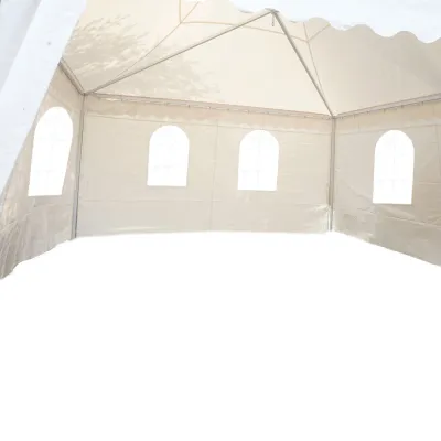 Cort evenimente pavilion tip pagoda 5x5m, alb impermeabil UV, acoperis PVC 750g/m2, cadru otel-aluminiu 48x48x2.5mm - imagine 9