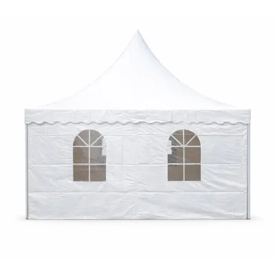 Cort evenimente pavilion tip pagoda 5x5m, alb impermeabil UV, acoperis PVC 750g/m2, cadru otel-aluminiu 48x48x2.5mm - imagine 6