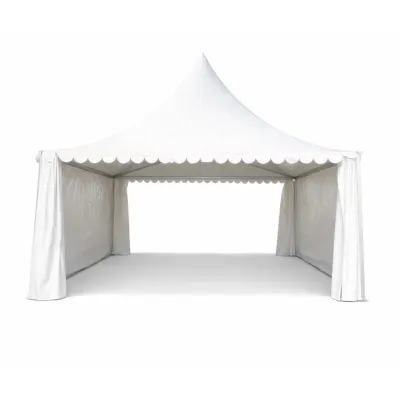 Cort evenimente pavilion tip pagoda 6x6m, alb impermeabil UV, acoperis PVC 950g/m2, cadru aluminiu 64x64x3mm - imagine 2