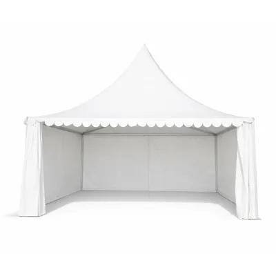 Cort evenimente pavilion tip pagoda 6x6m, alb impermeabil UV, acoperis PVC 950g/m2, cadru aluminiu 64x64x3mm - imagine 3