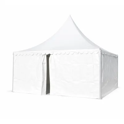 Cort evenimente pavilion tip pagoda 6x6m, alb impermeabil UV, acoperis PVC 950g/m2, cadru aluminiu 64x64x3mm - imagine 5