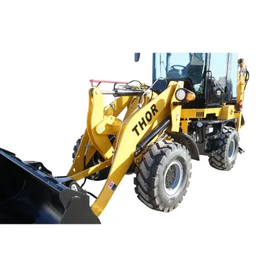 Buldoexcavator articulat compact 1.8T, motor diesel 50CP Euro 3 cu brat excavator, cupa frontala, furci paleti, picon hidraulic THOR - imagine 9