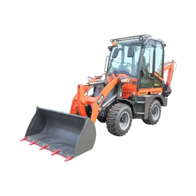 Buldoexcavator articulat compact 2.8T, motor diesel 50CP, cupa frontala si brat excavare spate THOR