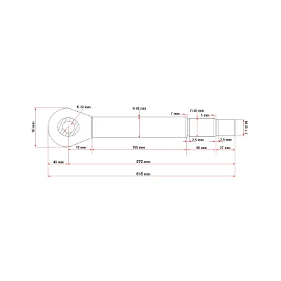 Tija cilindru hidraulic fi48x570 pentru Tractor Forestier - imagine 2
