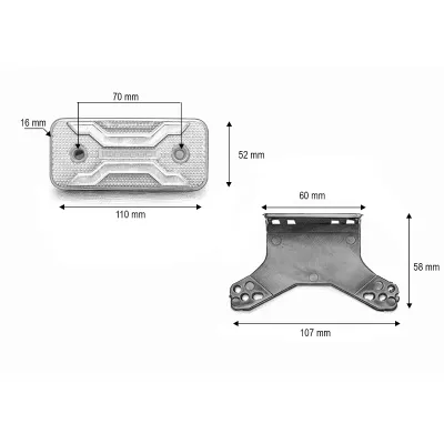 Lampa gabarit laterala LED cu suport 12V-24V rosie 2 functii, model X NEON, 30 LED-uri 110x52x16mm Breckner Germany - imagine 4