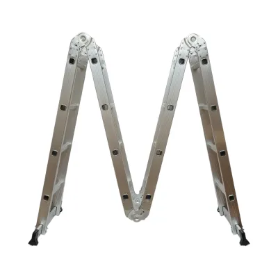 Scara aluminiu multifunctionala 4.7m, 4x4 trepte, pliabila cu balamale, sarcina maxima 150kg - imagine 6