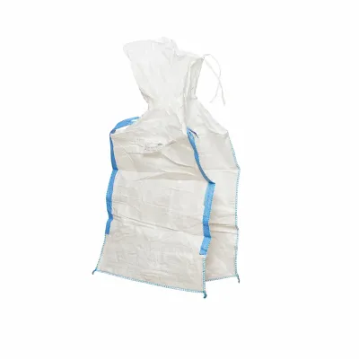 Sac big bag 95x95x120cm alb, capacitate 1000kg, tip U-Panel nelaminat, fusta incarcare, tub descarcare - imagine 2