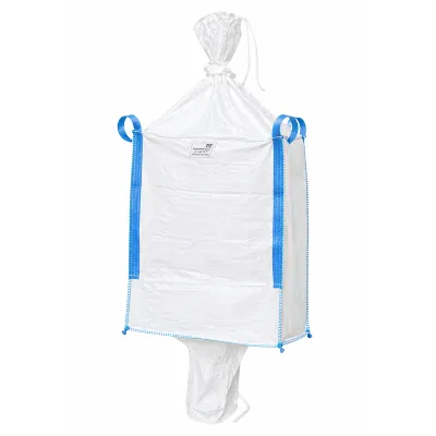 Sac big bag 95x95x120cm alb, capacitate 1000kg, tip U-Panel nelaminat, fusta incarcare, tub descarcare