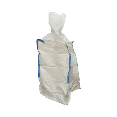 Sac big bag 95x95x160cm alb, capacitate 1000kg, tip U-Panel nelaminat, fusta incarcare, tub descarcare - imagine 2