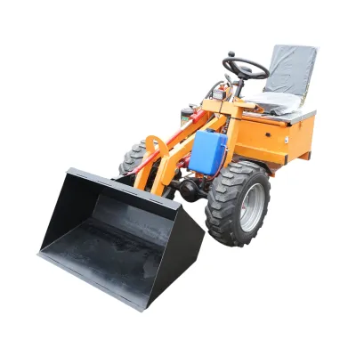 Mini incarcator frontal electric cu 3 roti, 2 motoare 1800W/1300W, baterie 48V/52Ah, capacitate ridicare 200kg, cupa 900x450x370mm