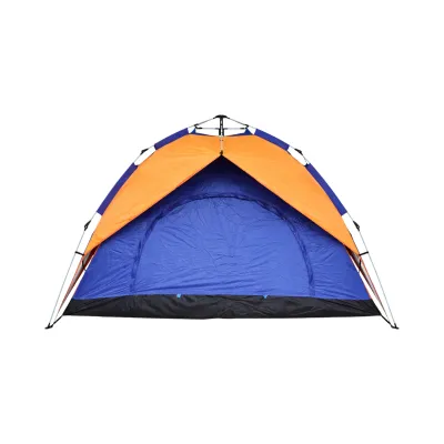 Cort camping 2 persoane albastru-portocaliu pliabil automat pop-up 2 intrari, impermeabil cu protectie UV si plasa anti-insecte 200x200x145cm - imagine 2