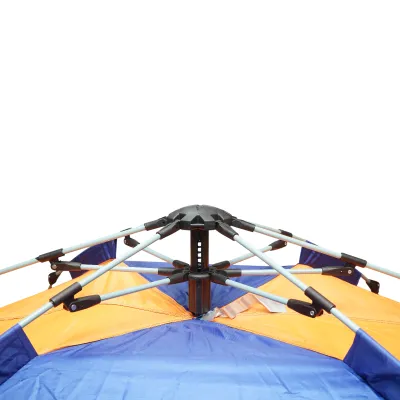 Cort camping 2 persoane albastru-portocaliu pliabil automat pop-up 2 intrari, impermeabil cu protectie UV si plasa anti-insecte 200x200x145cm - imagine 8