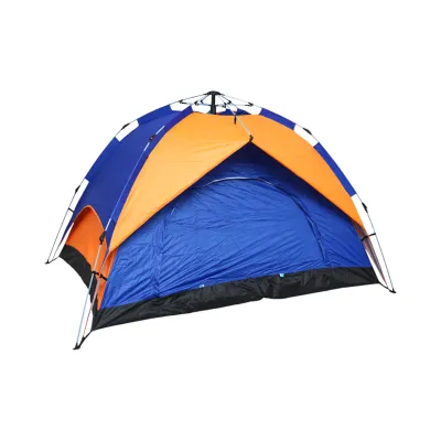 Cort camping 2 persoane albastru-portocaliu pliabil automat pop-up 2 intrari, impermeabil cu protectie UV si plasa anti-insecte 200x200x145cm - imagine 5