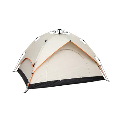 Cort camping 2 persoane crem pliabil automat pop-up 2 intrari, impermeabil cu protectie UV si plasa anti-insecte 200x200x145cm - imagine 5