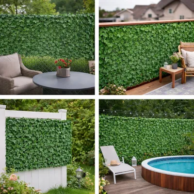 Gard viu artificial verde decorativ cu frunze iedera 300x100cm - imagine 3