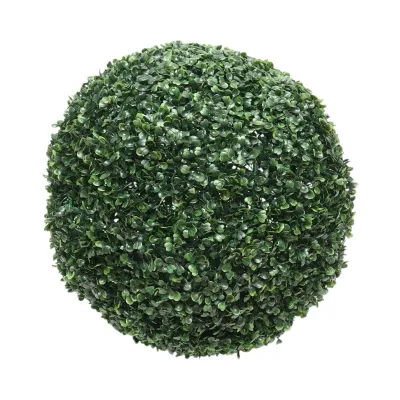 Minge decorativa artificiala verde cu frunze tip buxus 20cm