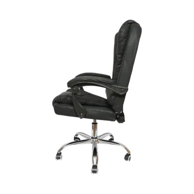 Scaun de birou ergonomic directorial cu suport lombar, piele ecologica neagra, rotativ, spatar si inaltime reglabile - imagine 3