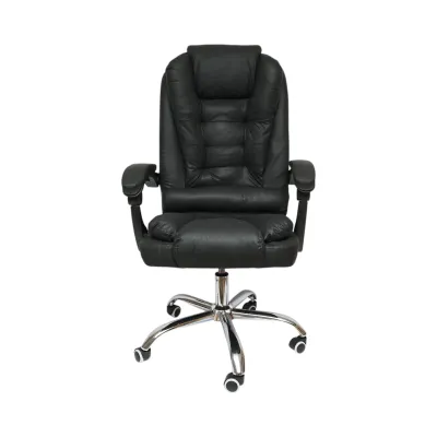Scaun de birou ergonomic directorial cu suport lombar, piele ecologica neagra, rotativ, spatar si inaltime reglabile - imagine 2