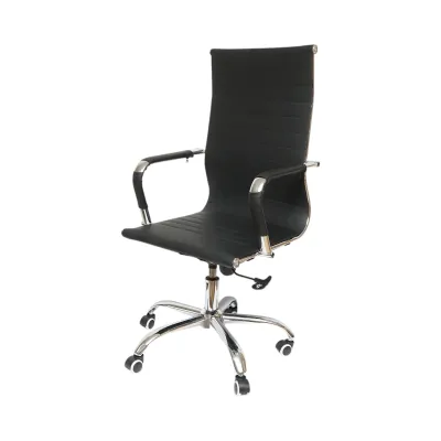 Scaun de birou directorial, piele ecologica neagra, rotativ, reglabil pe inaltime si inclinatie - imagine 2