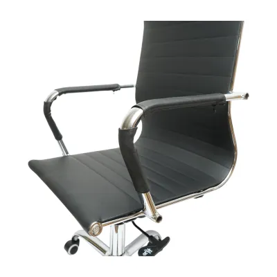 Scaun de birou directorial, piele ecologica neagra, rotativ, reglabil pe inaltime si inclinatie - imagine 6
