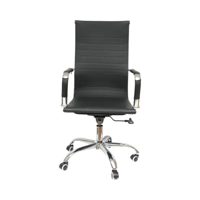 Scaun de birou directorial, piele ecologica neagra, rotativ, reglabil pe inaltime si inclinatie
