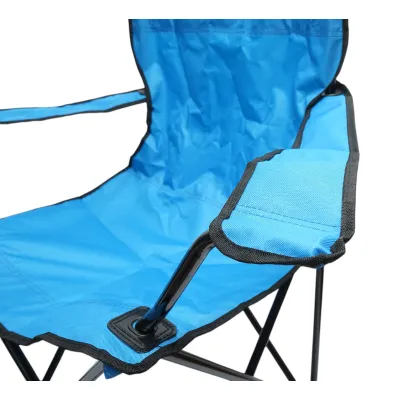 Scaun camping pliabil albastru cu suport pahar, husa transport, structura metalica 50x80x80cm - imagine 8