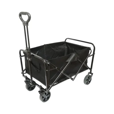 Carucior transport pliabil de gradina si camping cu roti, maner extensibil, cadru metalic, material textil 70x48x47cm Breckner Germany