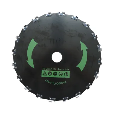 Disc motocoasa cu lant de drujba 230x25.4mm, 20 dinti pentru arbusti, crengi, vegetatie densa Breckner Germany