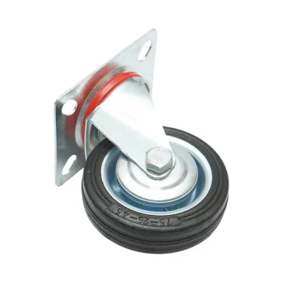 Roata pivotanta industriala 75x22mm fara frana, cauciuc plin negru, placa otel 80x66mm 35kg  - imagine 5