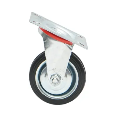 Roata pivotanta industriala 75x22mm fara frana, cauciuc plin negru, placa otel 80x66mm 35kg  - imagine 2