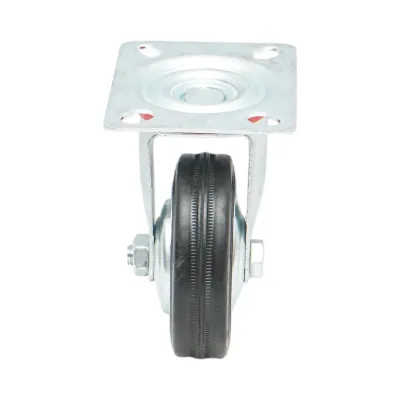 Roata pivotanta industriala 75x22mm fara frana, cauciuc plin negru, placa otel 80x66mm 35kg  - imagine 4