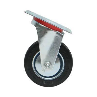 Roata pivotanta industriala 100x30mm fara frana, cauciuc plin negru, placa otel 100x80mm 55kg - imagine 2