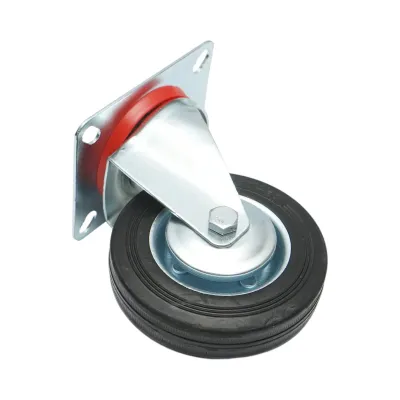 Roata pivotanta industriala 100x30mm fara frana, cauciuc plin negru, placa otel 100x80mm 55kg - imagine 5
