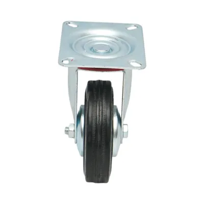 Roata pivotanta industriala 100x30mm fara frana, cauciuc plin negru, placa otel 100x80mm 55kg - imagine 4