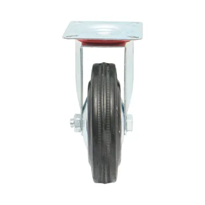 Roata pivotanta industriala 125x33mm fara frana, cauciuc plin negru, placa otel 100x80mm 95kg - imagine 4