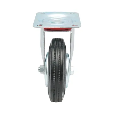 Roata pivotanta industriala 150x38mm fara frana, cauciuc plin negru, placa otel 135x105mm 120kg - imagine 4