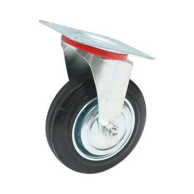 Roata pivotanta industriala 150x38mm fara frana, cauciuc plin negru, placa otel 135x105mm 120kg - imagine 6
