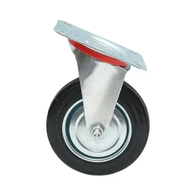 Roata pivotanta industriala 150x38mm fara frana, cauciuc plin negru, placa otel 135x105mm 120kg - imagine 2