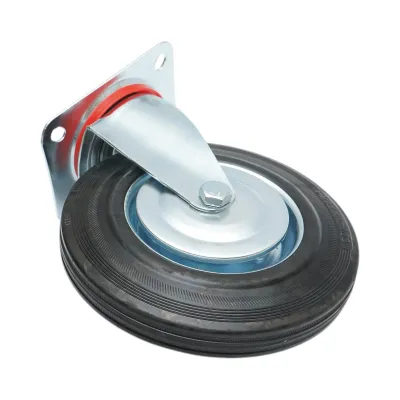Roata pivotanta industriala 200x44mm fara frana, cauciuc plin negru, placa otel 135x105mm 140kg - imagine 5