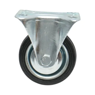 Roata fixa industriala 75x22mm fara frana, cauciuc plin negru, placa otel 80x66mm 35kg - imagine 2